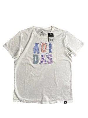 Adidas Nuevo Con Etiquetas Niñas M 10/12 Manga Corta Gráfico Camiseta Deportes Algodón Foto 1 de 4