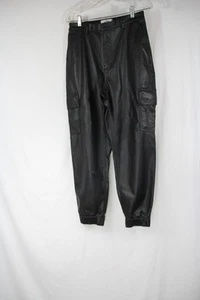 Hollister Ultra High Rise Faux Leather Jogger Pants Size Large Black Cargo Club - Picture 1 of 10
