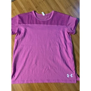 YLG pink under armour heat gear shirt L youth large short sleeve loose fit - Picture 1 of 3