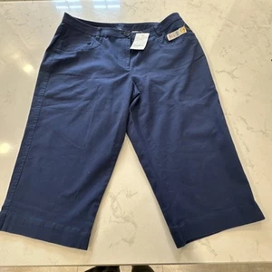 NWT Womens Talbots Blue Cropped Capri Pants Linen Cotton Blend Size Petite 18W - Picture 1 of 8
