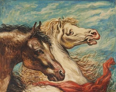 Giorgio de Chirico Teste di cavallo - Impresión de retrato de caballo expresionista Foto 1 de 2