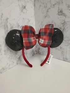Disney Parks 2018 Christmas Plaid and Sequin Merry & Bright Minnie Mouse Ears - Picture 1 of 7
