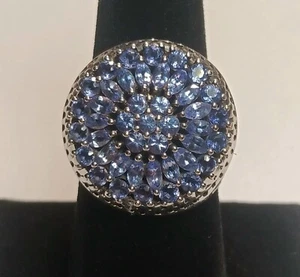 Rare Vintage KHR Tanzanite Sterling Silver Cluster Ring Size 8 - Picture 1 of 8