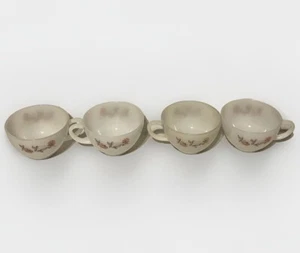4 Vintage Fireking Anchor Hocking Teetasse Milchglas Kaffeetasse Becher Blumen Blatt - Bild 1 von 3