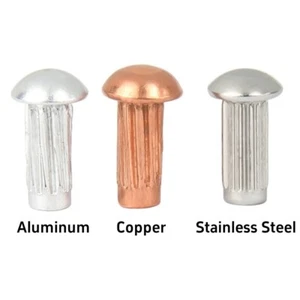 M1.6-M5 Button Round Head Solid Rivets Knurled Shank,Copp, Aluminum,A2 Stainless - Picture 1 of 14
