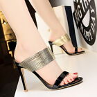Fashion Women Stiletto Mules Peep Toe High Heel Sandals Party Date Shoes Slipper