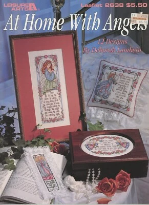 Leisure Arts At Home With Angels 12 Designs Counted Cross Stitch Pattern - Image 1 of 2