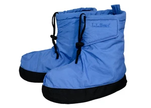 LL BEAN Primaloft Nylon Bootie Slipper Men's Small 7/8 Blue Drawstring Collar - Picture 1 of 5