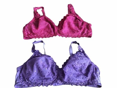2 女式 Amoureuse 46b 粉红色紫色蕾丝文胸无钢丝蕾丝感性 27-0724-8 — 第 1/4 张图片
