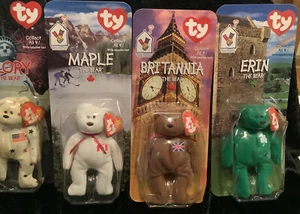Ty Beanie Babies:Britannia,Glory, Erin,Maple The Bear McDonalds Set of 4, 1999 - Picture 1 of 7