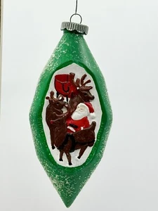 Adorno de Navidad trineo de Papá Noel 1976 verde vintage - Duncan Enterprises - Imagen 1 de 3