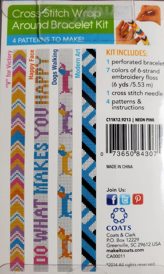 J&P Coats 2014 plastic canvas bracelet kit with multiple patterns needlework - Image 1 of 1
