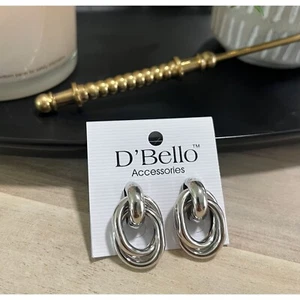 Pendientes de aro D’Bello pequeños de plata doble grueso nuevos con etiquetas - Imagen 1 de 2