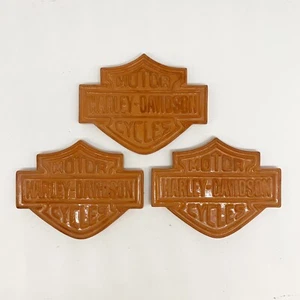 Harley Davidson Terra Cotta Coaster Bar & Shield Man Cave Barware Set Lot Of 3 - Picture 1 of 10