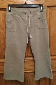 Athletic S Yoga Capri Flare Leg Pants Gray Pockets Elastic K. Jordan FREE SHIP - Picture 1 of 10