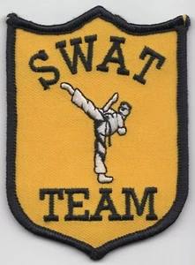 SWAT TEAM Karate Caricature Dogi Black Belt Patch Embroidered - Picture 1 of 2