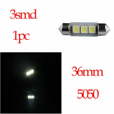 1PC 36mm 5050 3SMD LED Car Dome License Plate Light Bulb White 6000K Universal - Image 1 of 4