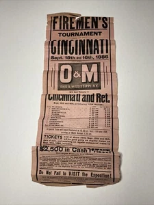 Horario de trenes de ferrocarril de Ohio y Mississippi Flyer Fireman’s Tournament RARO 1886 - Imagen 1 de 10