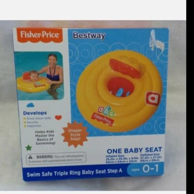 Asiento de bebé Fisher Price caja fuerte para nadar triple anillo piscina inflable  Foto 1 de 4