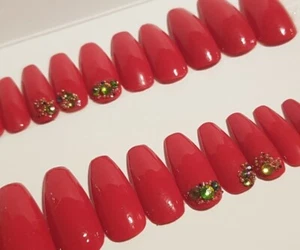 🎅20 Weihnachtsballerina Weihnachten rot verziert Akzent Nägel☃️ - Bild 1 von 5