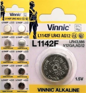 Pila Vinnic LR43 186 AG12 - Alcalina - Calculadoras - Relojes - Pack De 10 Pilas - Imagen 1 de 1