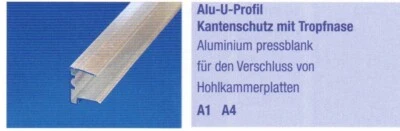 MARKENLOS Kantenschutz Abschlußprofil Alu für 16 mm Doppelstegplatten Hohlkammerplatten