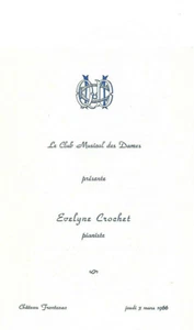 1966 ANCIEN PROGRAMME DU CLUB MUSICAL DES DAMES DU CHÂTEAU FRONTENAC-E.CROCHET - Foto 1 di 2