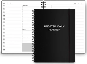 Undated Daily Planner - Undated Planner with Hourly Schedules, Action Items and - Picture 1 of 12
