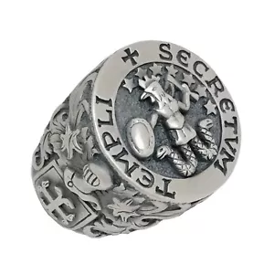 Ritter Templer Freimaurer Sterlingsilber 925 Siegel von Abraxas Herrenring - Bild 1 von 12