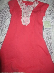 nwt Bonnie Jean coral lace trim dress girls 7 free ship USA - Picture 1 of 2