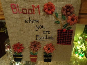 Primitive-Style Burlap Picture (12" x 12") - Picture 1 of 3