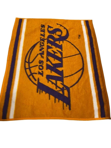 VTG LA Lakers Fleece Throw BLANKET CLEAN NBA 48x60 Cover
