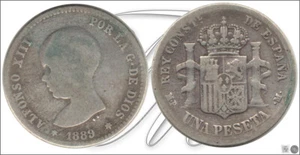 España moneda 1 peseta 1889 MPM Ag RC/ BC 67 - Imagen 1 de 1
