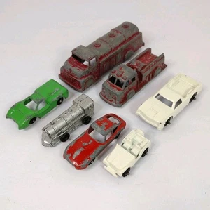 Marx Midgetoy Barclay Menge 7 Jeep Pickup Truck weiß Feuerwehrauto Tankzug - Bild 1 von 7