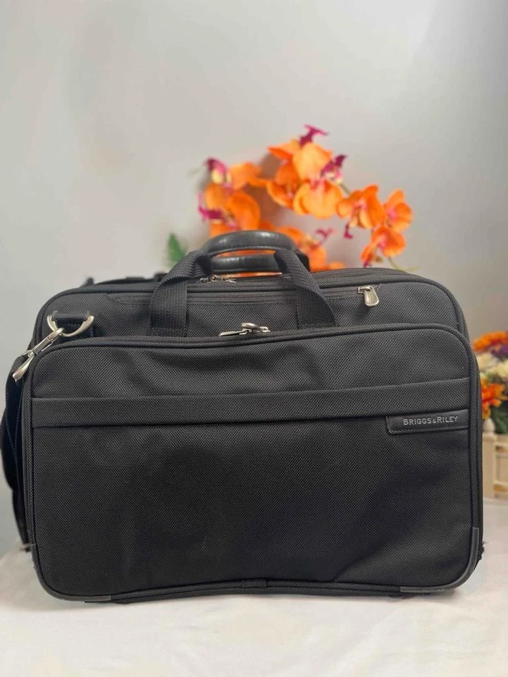 BRIGGS AND RILEY Negro Duradero Nylon Artículos de Viaje Negocios Maletín Bolso Foto 1 de 4