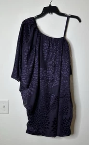 Nuevo con etiquetas Vestido Aidan Mattox Asimétrico Ala de Murciélago 10 Púrpura Oscuro Burnout Floral Nuevo - Imagen 1 de 8