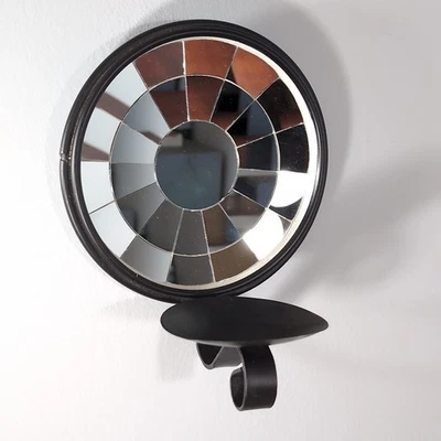 Aplique de pared con espejo de mosaico Pier 1 ~ Soporte de metal negro para vela de pilar de 3" Foto 1 de 4