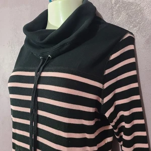 Lauren Ralph Lauren Pink Striped Cowl Neck Cotton Pullover Thermal Sweater XL - Picture 1 of 8