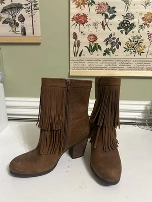 Ralph Lauren Denim & Supply Mina Botas con Flecos Cuero Pulido Botines Talla 6 Foto 1 de 4