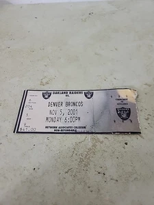 Boleto de fútbol americano NFL Oakland Raiders Vs Denver Broncos 5 de noviembre de 2001 - Imagen 1 de 4
