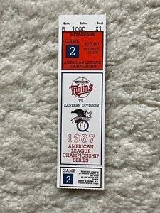 1987 Minnesota Twins Detroit Tigers ALCS Ticket Stub Game 2 Hrbek Whitaker Lemon - Bild 1 von 2