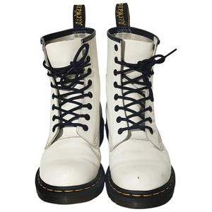 Dr. Martens Damen Combat Boots 1460 Glattleder Schnürstiefel Weiß Leder Gr. 7 - Bild 1 von 9