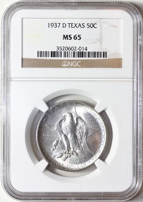 1937 D Texas Silver Commemorative NGC MS65 - Image 1 of 2