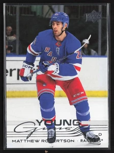 Matthew Robertson 2025-26 UD Serie 1 Young Guns #239 New York Rangers - Imagen 1 de 2