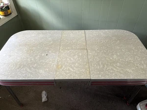 1950s Style Formica Dining Table Chrome Red Color Way Mid Century Modern - Picture 1 of 3