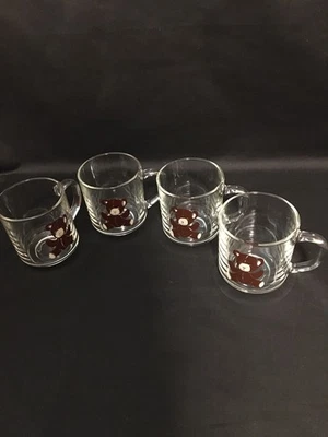 JUEGO DE 4 tazas vintage de vidrio Luminarc Brown Bear de 10 onzas Foto 1 de 4