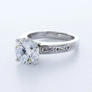 4 CT NATURAL DIAMOND E/VS2 ROUND CUT 14K WHITE GOLD PRONG VINTAGE SOLITAIRE RING - Picture 1 of 3