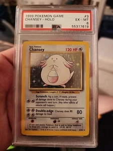 Pokemon Base Set Shadowless Chansey Holo 1999 #3 PSA 6 EX-MT - Imagen 1 de 8