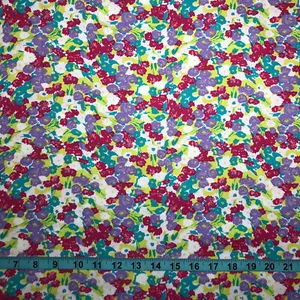 Floral Print in Purple, Red and Green~100% Cotton Fat Quarter~18"x22"~ NEW! - Picture 1 of 1