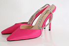 AZALEA WANG Pink Pointed Toe Crystal Chain Ankle Strap High Heels Pumps Size 8.5